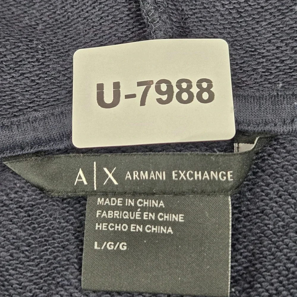 Armani Exchange Women Sweatshirt L Black Embroidery‎ Logo Full Zip